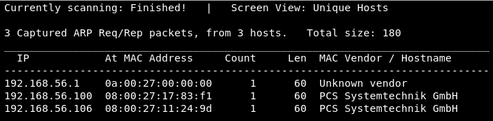 netdiscover result