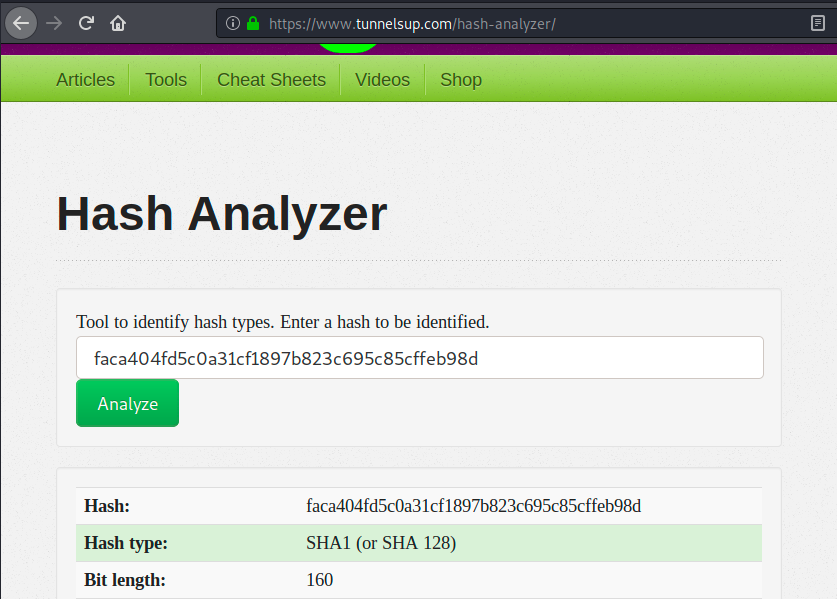 Hash analyzer