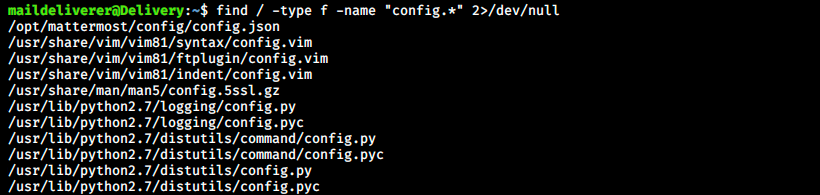 Search config files