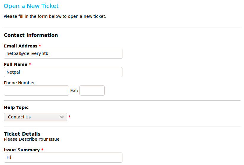 Create ticket