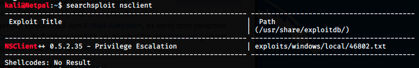 search nsclient exploit